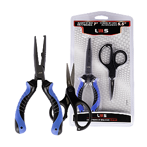 Kit Alicate Multifuncional De Bico + Tesoura Lumis Aço Inox Multifilamento A18-T14