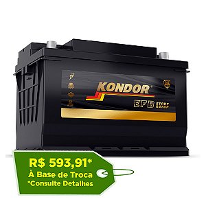 Bateria Kondor EFB 72Ah - EFB28AD - Para Carro C/ Start-Stop