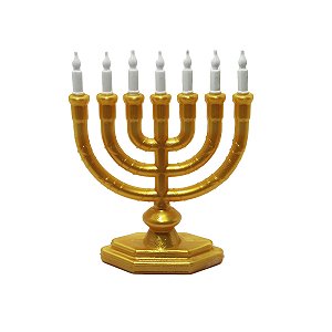 Menorah Dourado com Velas Removíveis