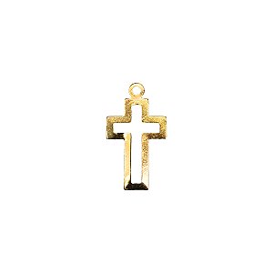 Pingente Cruz Vazado Dourado para Lembrancinhas e Cordões