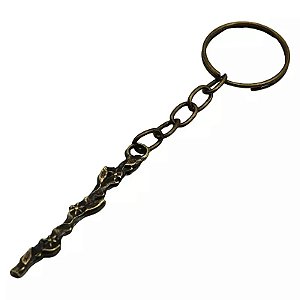 Chaveiro Vara de Arão em Metal Ouro Velho – Símbolo Bíblico de Sacerdócio e Escolha de Deus