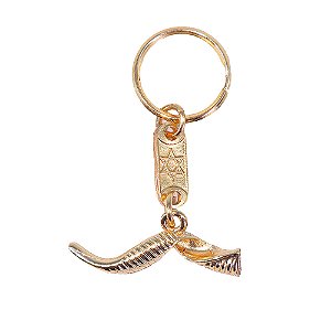 Chaveiro Shofar Dourado em Metal com Simbolismo Bíblico