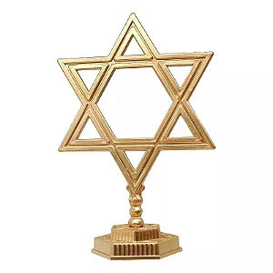 Estrela de Davi Dourada 12 Tribos de Israel para Mesa e Altar