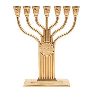 Menorah Dourada Fé em Plástico ABS para Decoração Cristã