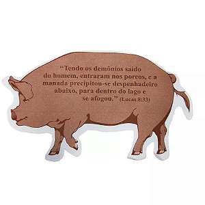 Corte Especial Porco com Versículo – Material Bíblico Inspirado em Lucas 8:33