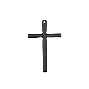Pingente Cruz de Metal Lisa Preta – Cruz Cristã em Metal para Colares e Chaveiros