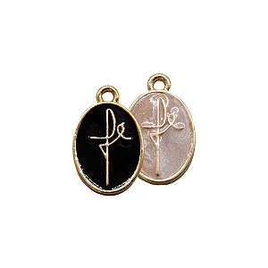 Pingente Fé Dourado em Metal Resinado – Símbolo Cristão para Colares e Chaveiros