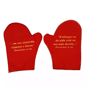 Saquitel Luva em TNT Vermelho – Provérbios 3:16 para Campanhas Evangélicas