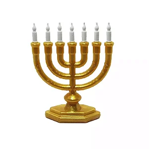 Menorá Dourada Porta Óleo com Velas Removíveis