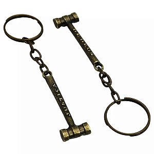 Chaveiro Martelo da Justiça de Deus em Metal Ouro Velho