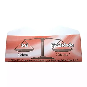 Envelope Duplo Fé e Fidelidade para Dízimo e Oferta