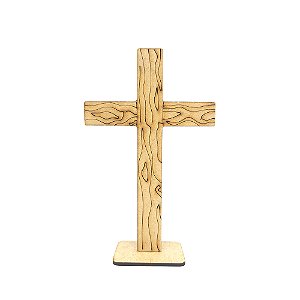Cruz de Madeira MDF 15cm com Base – Lisa ou Texturizada