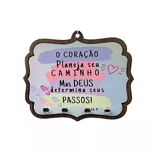 Porta-Chaves de Parede em MDF com Frases Cristãs