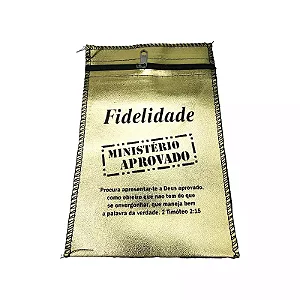 Saquitel Com Zíper Fidelidade Ministério Aprovado - Dourado