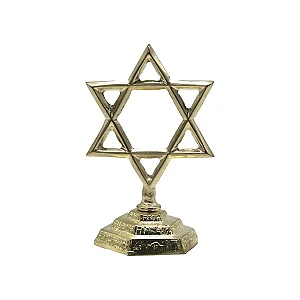 Estrela de Davi de Metal Dourada 10cm com Base Decorativa