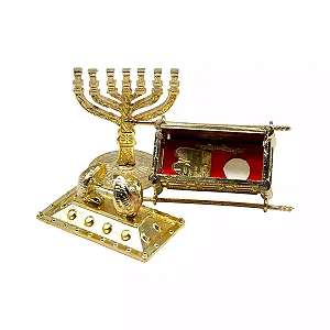 Kit Arca da Aliança M em Metal e Mini Menorah em Metal - Jerusalém