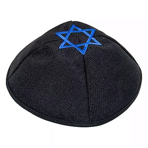 Kipá Judaico Preto com Estrela de Davi Diversos Modelos