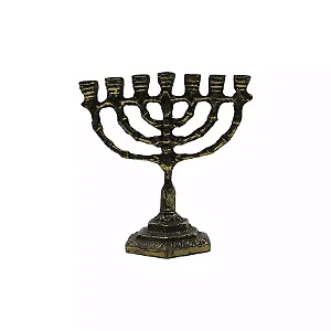Candelabro Menorah em Metal Ouro Velho