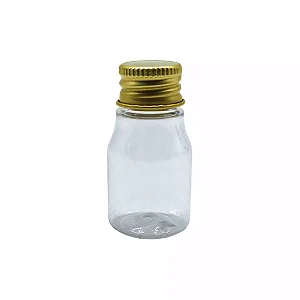 Frasco de 15ml PET com Tampa Rosca de Metal Dourada