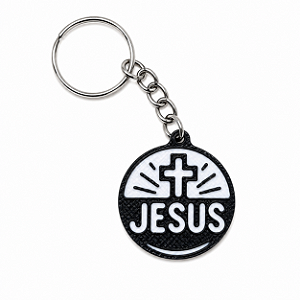 Chaveiro Jesus Redondo com Cruz | Lembrancinha Cristã