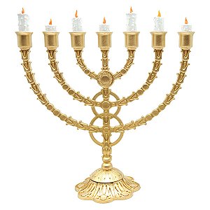 Candelabro Menorá Dourado 25cm com Opção de Velas Decorativas