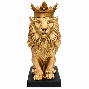 Estatueta Leão de Judá com Coroa Dourada – Decoração Cristã