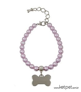 Colar Pérola Lilás e Prata Keypetstore