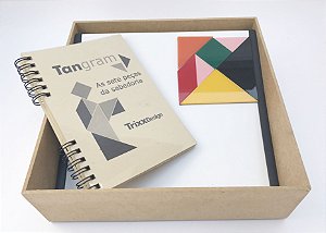 Estojo de tangram de acrílico com suporte e livro