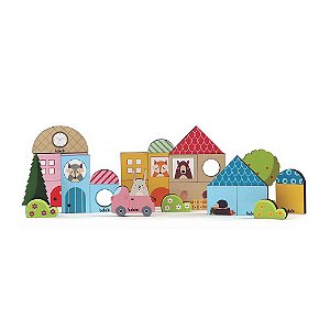 Jogo de Construir – Baby Construtor – Blocos de Madeira Multicolorido 36 peças – Brinquedos Babebi