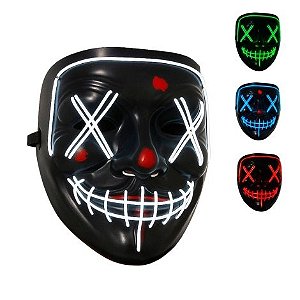 Máscara Halloween Rosto Costurado com Cordão LED