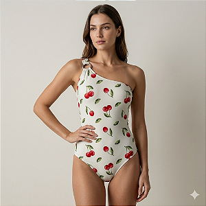 Maiô Riviera Cereja Ombro Só com Bojo