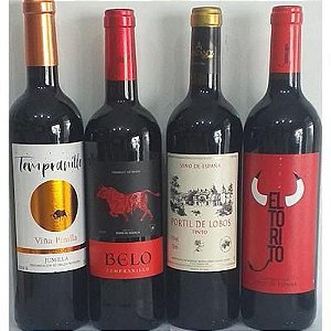 Kit Vinhos Espanhóis c/ 4 garrafas R$ 134,99