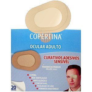 Curativo Protetor Ocular Adulto Adesivo 58mm x 82mm Copertina - 20 Unidades