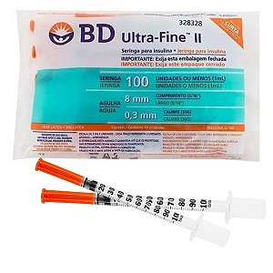Seringa Para Insulina BD Ultra Fine 100UI com agulha 8x0,3mm 30G - 10 Unidades