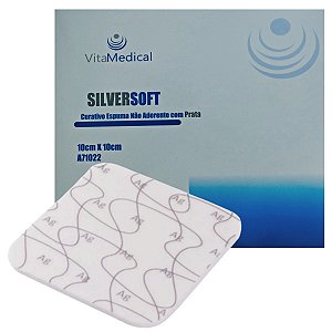 Curativo Silversoft Espuma Não Aderente com Prata 10cm x 10cm - VitaMedical