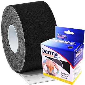 Bandagem Elástica Adesiva Funcional 5cm x 5 metros Derma Tape Preto