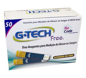 50 Tiras Reagentes para Medição de Glicose Capilar - G-Tech Free 1