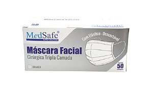 Máscara Descartável Tripla Camada Medsafe - Branca - 50 Unidades