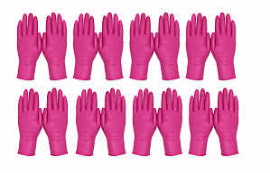 Luva De Látex Unigloves Clássico Pink Com Pó M - Kit C/ 10 Pares