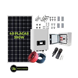 Kit Fotovoltaico 15,6KW - 40PL 390W + 01 INVER 15K