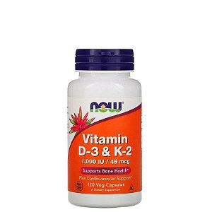 Vitamina D-3 & K-2 1.000UI/45mcg 120 Caps – NOW SPORTS