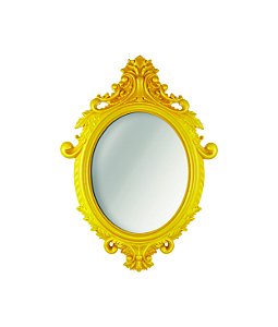 Espelho Oval Rococo Amarelo Mart Pequeno