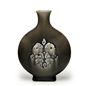 Vaso Decorativo Cerâmica Cinza 36cm