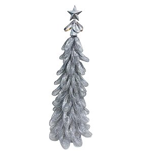 Árvore De Natal Metal Prata Escamada Com Tela 51 cm