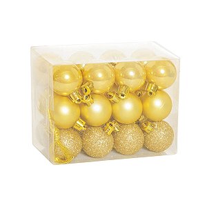 Kit Bola de Natal Cromus Dourada 24 Bolas 3 cm Diâmetro