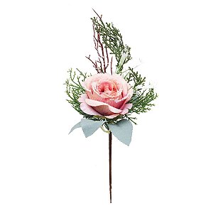 Flor de Natal Rosa Aberta Cabo Curto Delicata 30cm