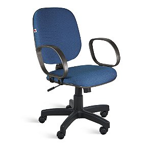 Cadeira Diretor Relax Braços Tecido Azul Com Preto