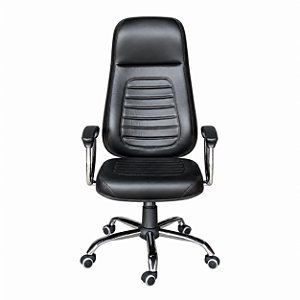Cadeira Ônix Pres Extra Relax Base Crom Braço Crom Couríssimo Preto