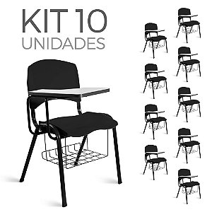 Cadeira Plástica Universitária Kit 10 A/E Preto Lara