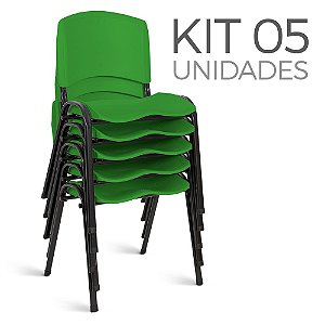 Cadeira Plástica Fixa Kit 5 A/E Verde Lara